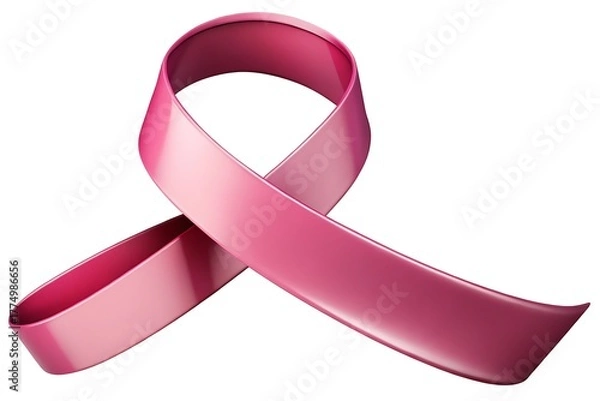 Obraz breast cancer awareness month, waving ribbon isolated with clipping path on white background. mother and world cancer day concept