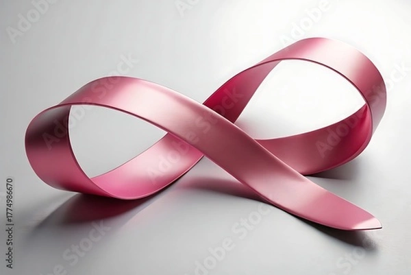Obraz breast cancer awareness month, waving ribbon isolated with clipping path on white background. mother and world cancer day concept