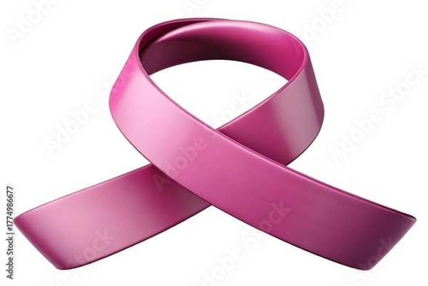 Obraz breast cancer awareness month, waving ribbon isolated with clipping path on white background. mother and world cancer day concept
