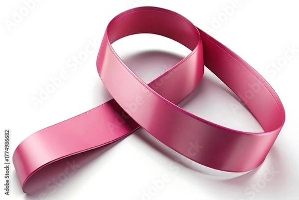 Obraz breast cancer awareness month, waving ribbon isolated with clipping path on white background. mother and world cancer day concept