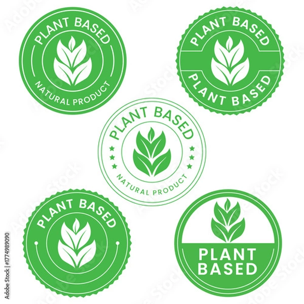 Fototapeta plant based natural product set vector illustration, icon, sticker label