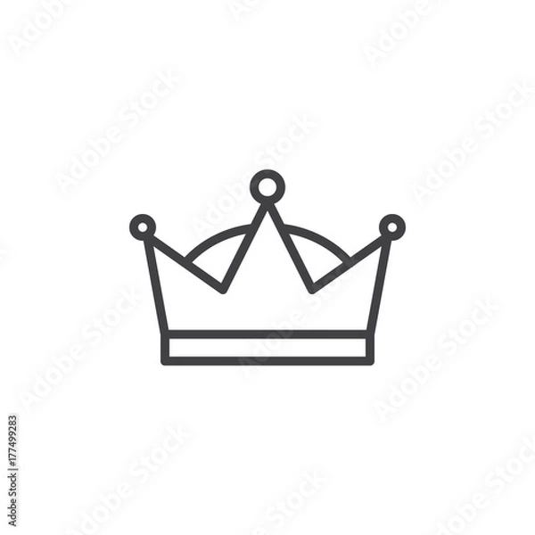 Fototapeta Queen crown line icon, outline vector sign, linear style pictogram isolated on white. Symbol, logo illustration. Editable stroke