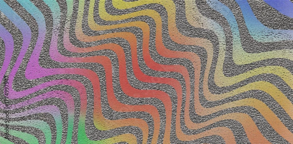 Obraz Psychedelic Wavy Rainbow Stripe Background with Grunge Texture and Noise