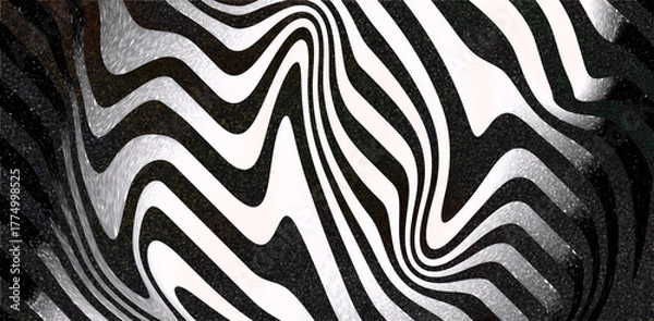 Obraz Black and White Wavy Stripes Abstract Background | Op Art Optical Illusion Texture