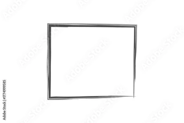 Fototapeta Roughly drawn hand sketched square frame border element on a stark black background