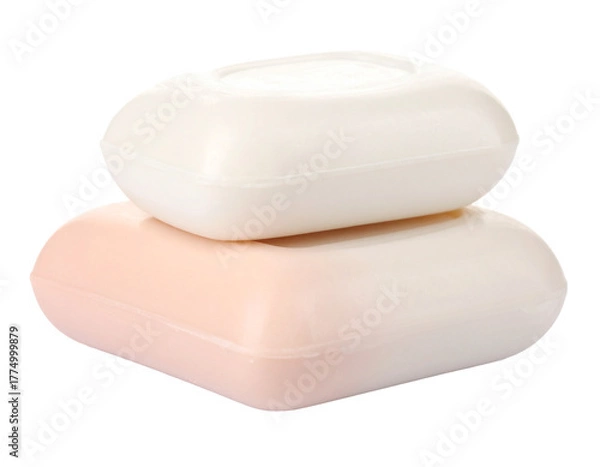 Obraz Pile of Round Soap Bars Isolated on White Background