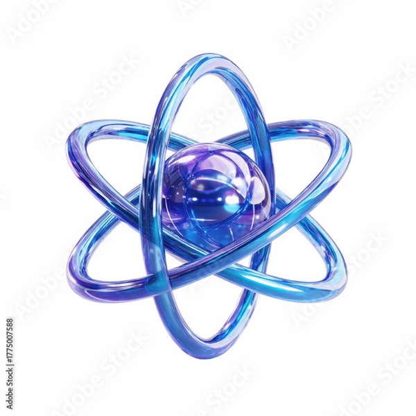 Fototapeta Abstract Atom Model with Orbiting Rings