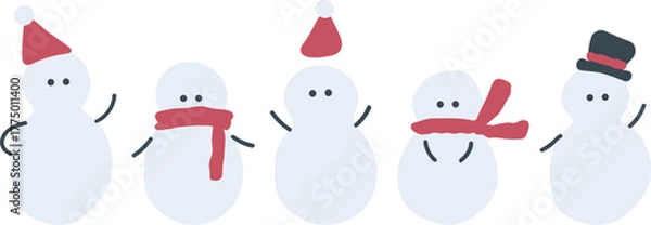 Obraz クリスマスの雪だるまセット