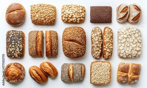 Obraz Loaf of whole cereal bread isolated