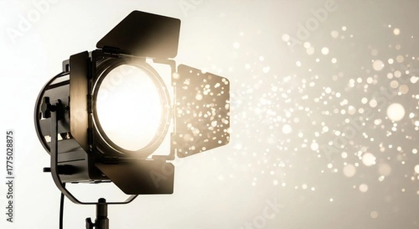 Fototapeta Dramatic stage lighting with bokeh effect for professional studio sets and creative film projects, adding a touch of magic and brilliance