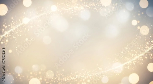 Fototapeta Elegant golden glitter sparkles and bokeh lights swirling gently create a festive magical background for your brand