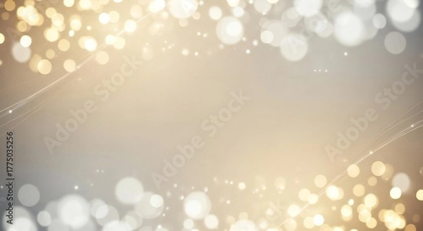 Fototapeta Elegant golden bokeh background for celebrations and holiday designs with sparkling lights and festive atmosphere
