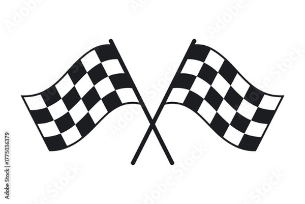 Fototapeta Two crossed checkered flags icon for racing finish line or winner symbol