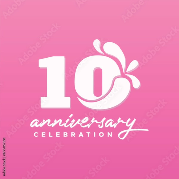 Obraz 10 Years Anniversary Number Vector Design Template Illustration Collection