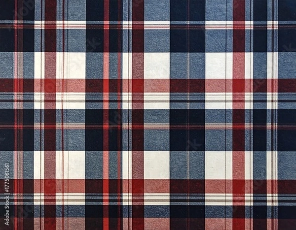 Obraz Textured, close-up, colorful grid pattern in red, blue, and white squares