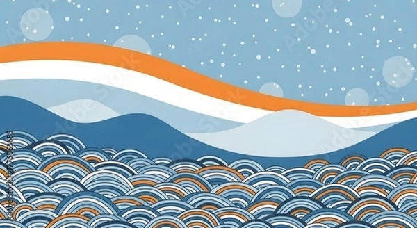 Fototapeta Abstract illustration of stylized waves with a modern, minimalist design, perfect for backgrounds, branding, web design, or adding a touch of elegance to any project