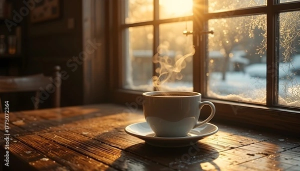 Fototapeta 따뜻한 겨울 커피머그잔