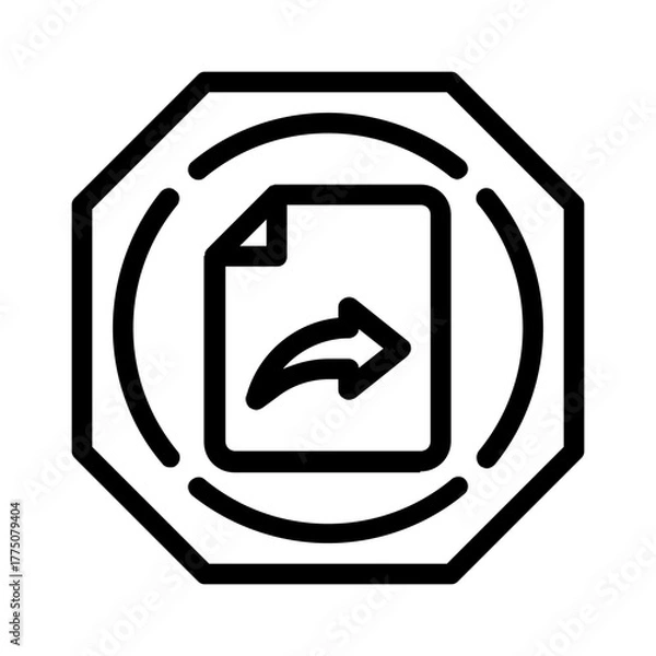 Obraz Octagon shaped symbol for file transfer depicts secure data sharing. Perfect for technologyrelated designs like apps, websites, and presentations.
