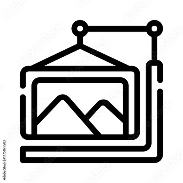 Fototapeta Landscape painting in gallery setting. Suitable for art appreciation, home decor, inspiration, and cultural themes in designs and projects.
