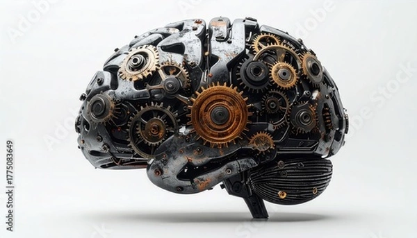 Fototapeta Intricate Mechanical Brain with Gears and Cogs