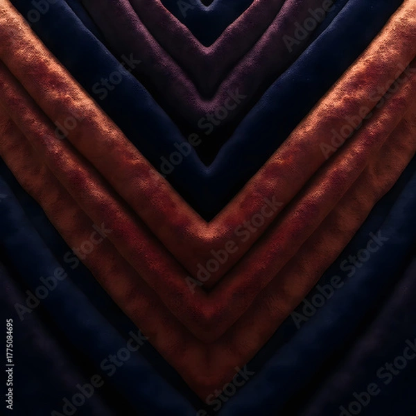 Fototapeta Top-Down Macro of Symmetrical Velvet Fabric Chevron Pattern