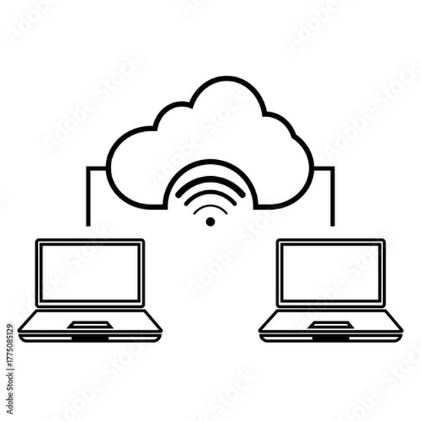 Obraz Cloud Algorithm  flat icon logo illustration vector isoalated, suitable for web design , logo , app and more