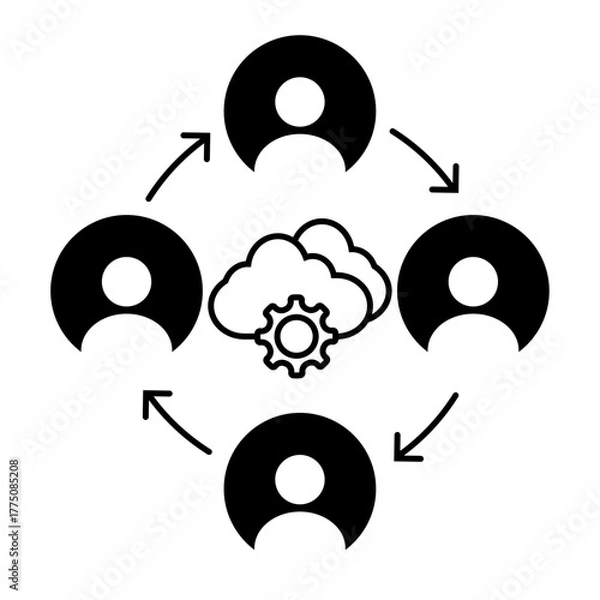 Obraz Cloud Algorithm  flat icon logo illustration vector isoalated, suitable for web design , logo , app and more