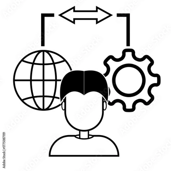 Obraz Cloud Algorithm  flat icon logo illustration vector isoalated, suitable for web design , logo , app and more