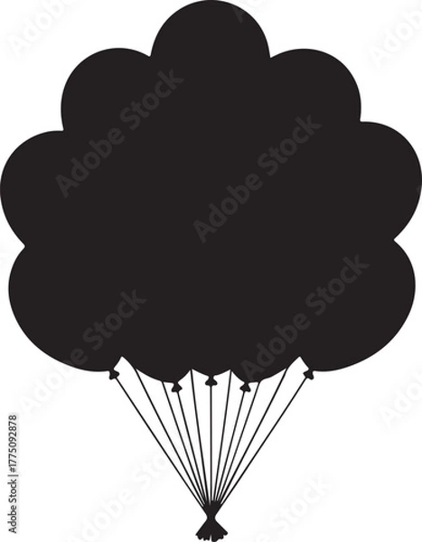Fototapeta Black cloud shape with balloon strings balloons