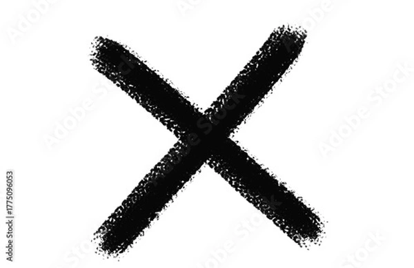 Fototapeta Black X mark on transparent background cross symbol represents wrong choice vote delete sign