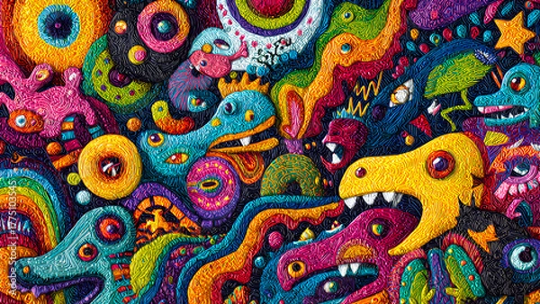 Fototapeta Surreal Fantasy Creatures and Abstract Chaos