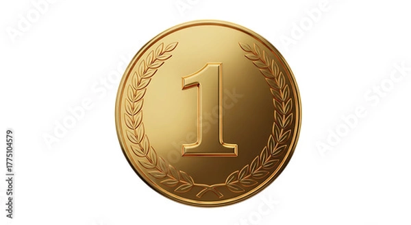 Obraz Celebrate victory with this stunning golden number one award medal design