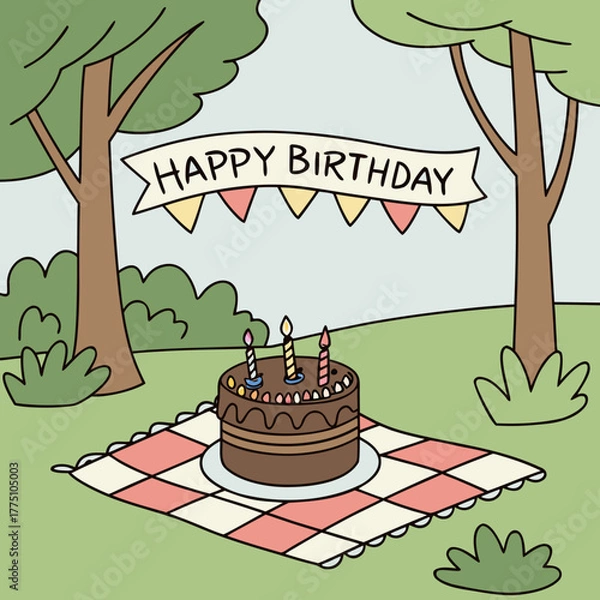 Obraz birthday cake with candles