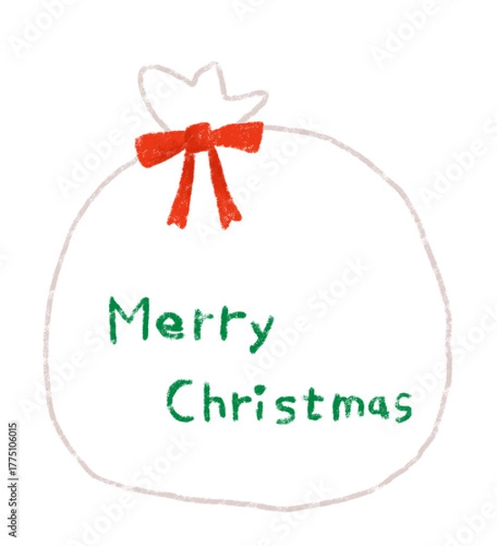 Obraz クリスマスプレゼントのメッセージ　袋　クレヨンタッチ