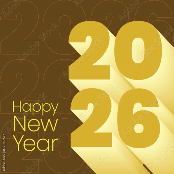 Fototapeta Festive Happy New Year 2026 Celebration Party Instagram Post and Flyer Template Design with Balloons, Gold Confetti, and Typography for Invitation or Greeting Card Promotion