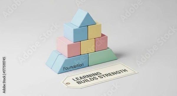Fototapeta Wooden Blocks Pyramid Constructing Symbolizing Learning And Development