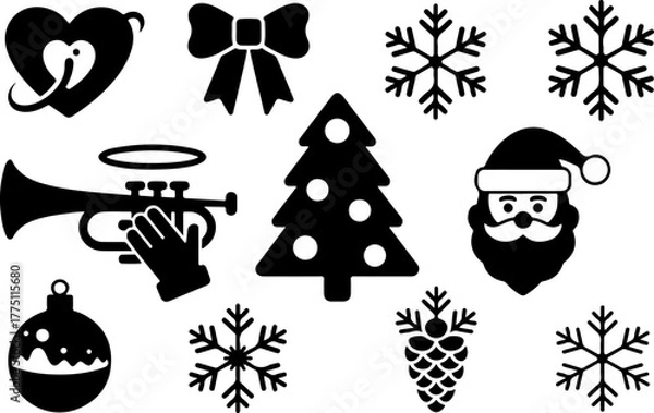 Obraz Black and White Christmas Icon Set
