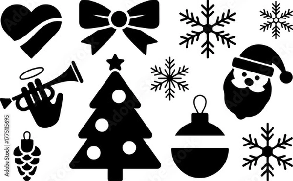 Obraz Black and White Christmas Icon Set