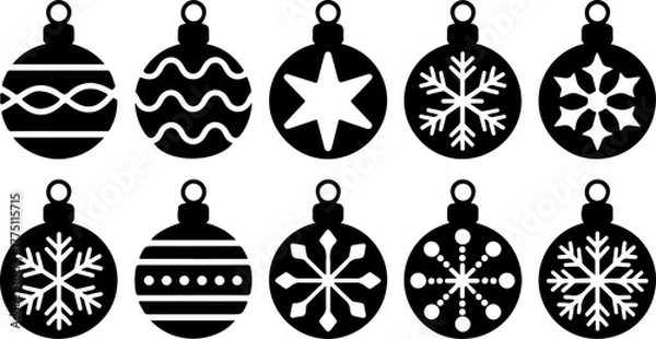 Obraz Black and White Christmas Icon Set