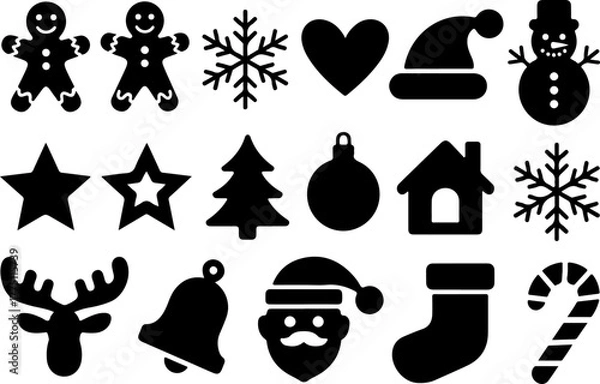 Obraz Black and White Christmas Icon Set