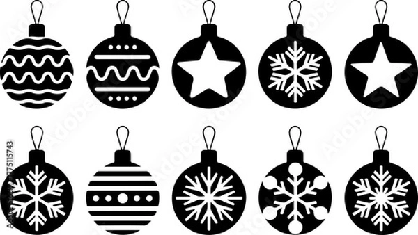 Obraz Black and White Christmas Icon Set