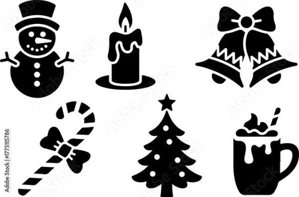 Obraz Black and White Christmas Icon Set
