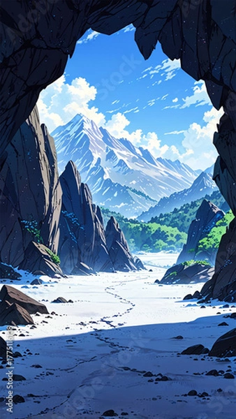 Obraz snowy landscape background with snow ice mountains