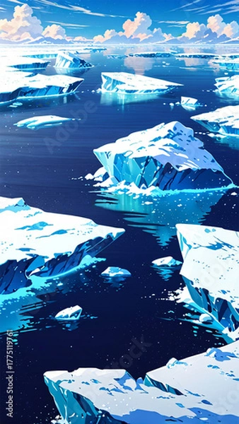 Fototapeta snowy landscape background with snow ice mountains