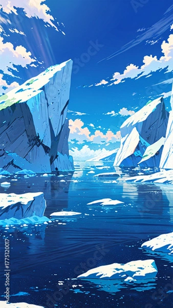 Fototapeta snowy landscape background with snow ice mountains