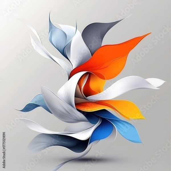 Fototapeta Colorful abstract shapes swirl together on a neutral background.