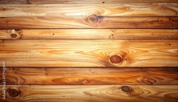 Obraz Close up of horizontal natural wood planks with visible grain and knots in warm brown tones under soft lighting