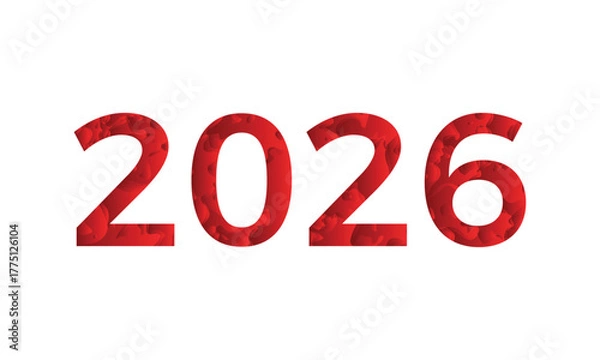 Obraz Vibrant Red 2026 Numerals with Textured Fill — Festive design for upcoming celebration