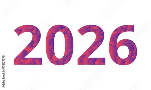 Fototapeta Modern 2026 Text with Dynamic Purple-Red Gradient — Vibrant abstract design for upcoming New Year theme