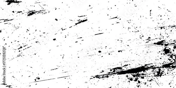 Fototapeta Vintage black and white grunge texture pattern with scratched faded effect distressed wall background.